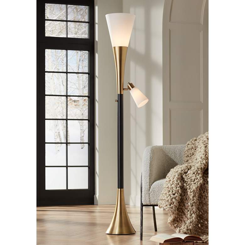 Image 1 Possini Euro Fortuna 72 1/2" Torchiere Floor Lamp with Reading Light