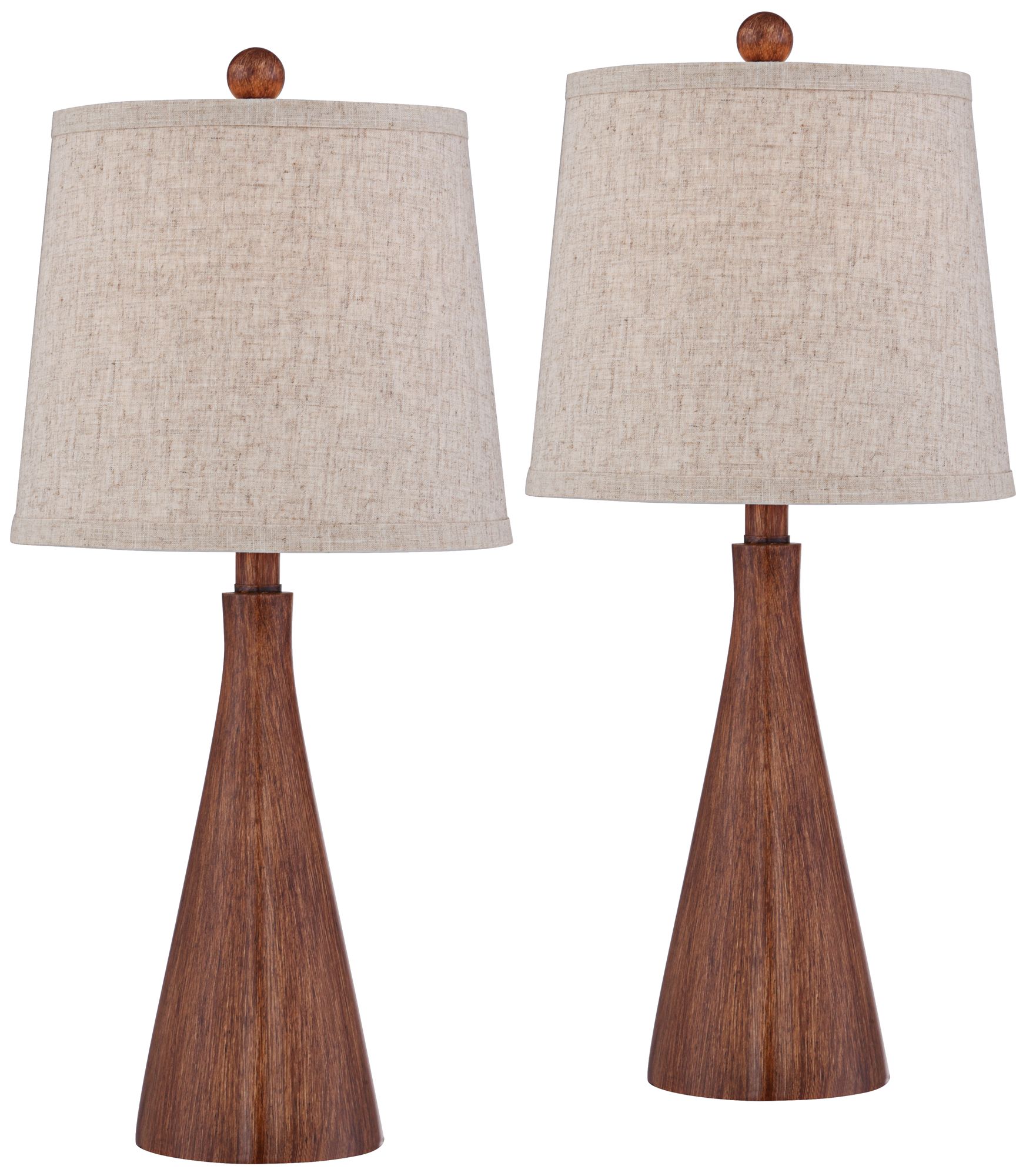 Image 2 Possini Euro Fraiser Modern Cone Faux Wood Table Lamps Set of 2