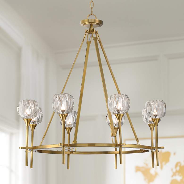 Image 1 Possini Euro Francie 32" 8-Light Crystal Glass Gold Ring Chandelier