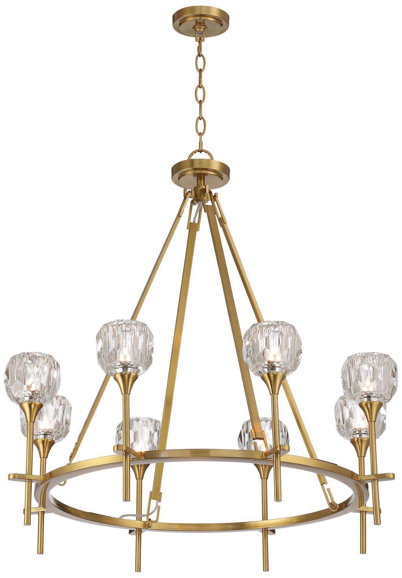 Watch A Video About the Francie Soft Gold 8 Light Ring Pendant