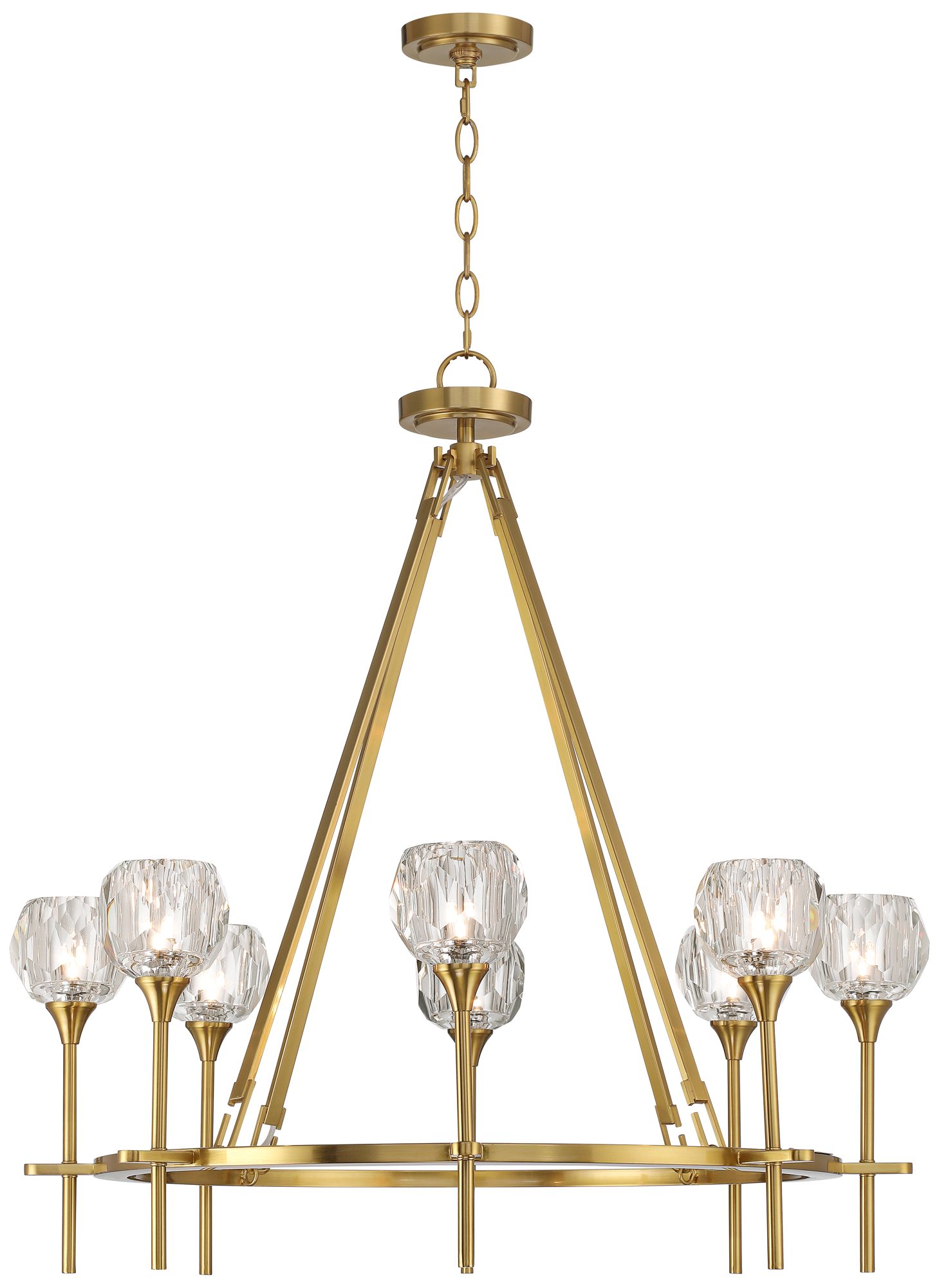 Watch A Video About the Francie Soft Gold 8 Light Ring Pendant