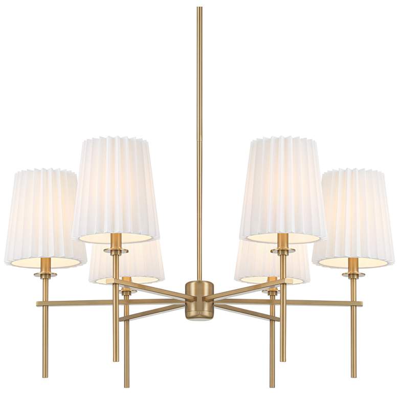 Image 2 Possini Euro Frazer 32 1/2" Wide Warm Brass 6-Light Chandelier
