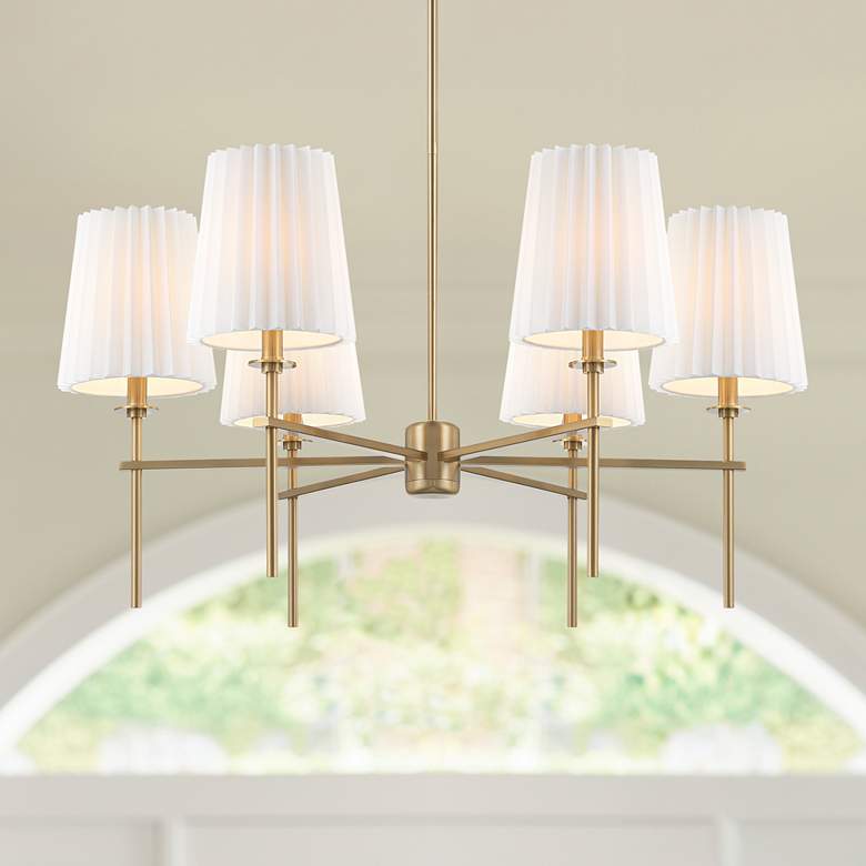 Image 1 Possini Euro Frazer 32 1/2" Wide Warm Brass 6-Light Chandelier