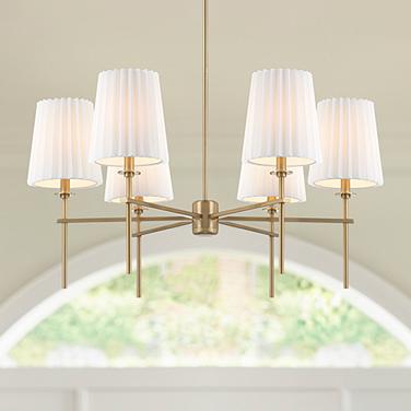 Possini Euro Frazer 32 1/2" Wide Warm Brass 6-Light Chandelier