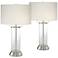 Possini Euro Fritz 26 1/2" Glass Column USB Table Lamps Set of 2