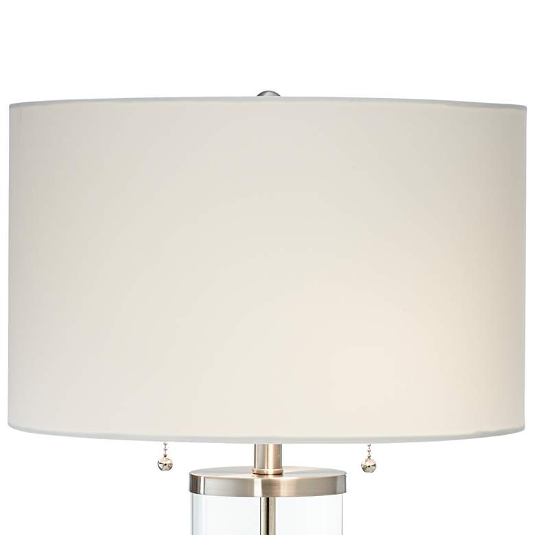Image 7 Possini Euro Fritz Glass Column Table Lamp with USB Port and Outlet more views