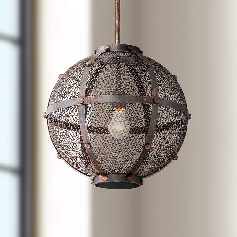 Image 1 Possini Euro Funston 15 1/2" Wide Old Gold Orb Pendant Light
