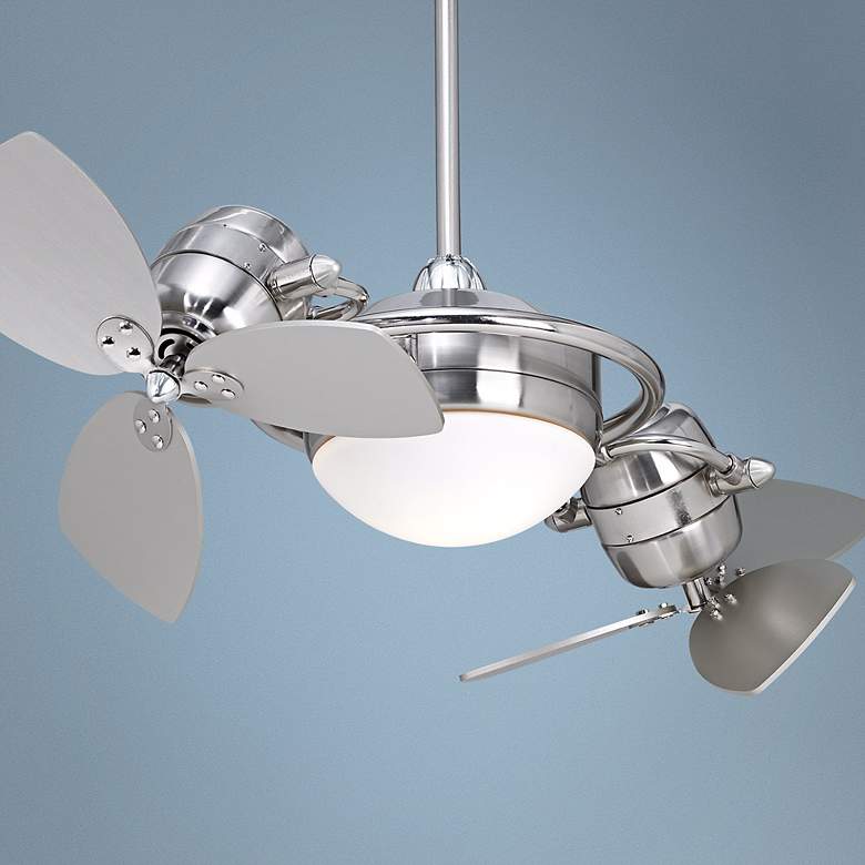 Image 1 Possini Euro FX2 Ceiling Fan with Silver Wood Blades