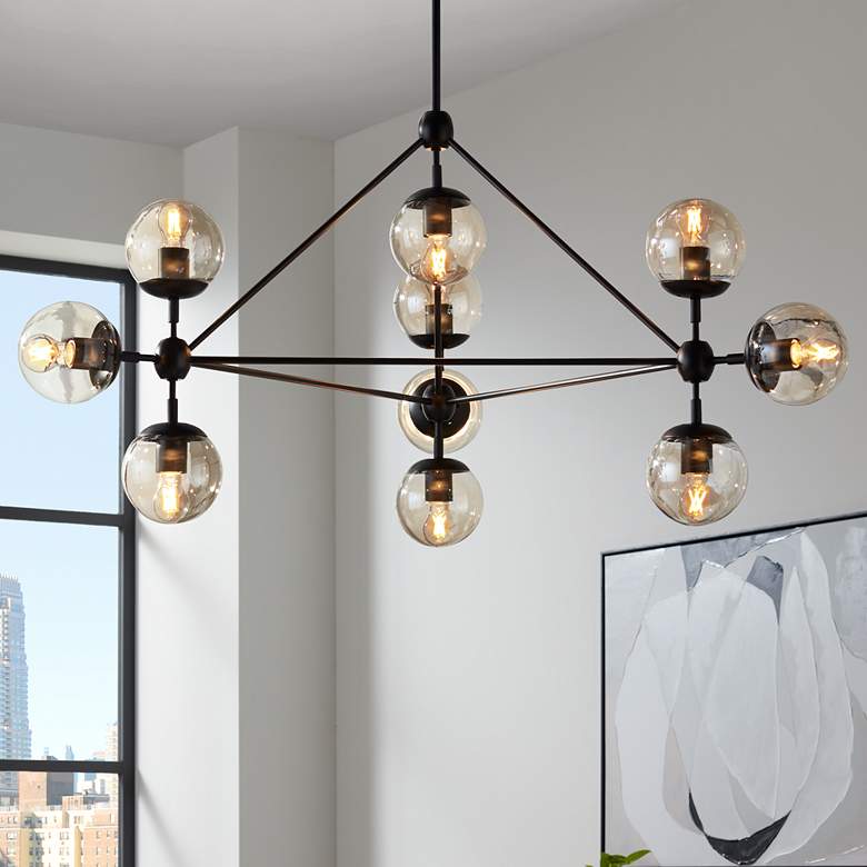 Image 2 Possini Euro Gable 41 1/2 inch Wide Black 10-Light Modern Chandelier