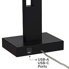 Image5 of Possini Euro Galaxy 32" High Black Geometric Base Dual USB Table Lamp more views