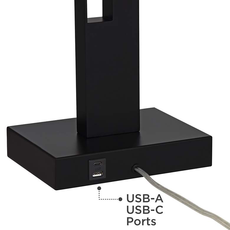 Image 5 Possini Euro Galaxy 32 inch High Black Geometric Base Dual USB Table Lamp more views