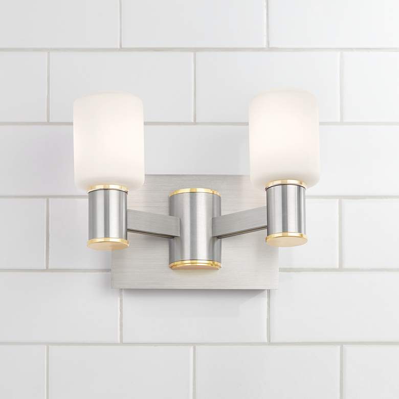 Image 1 Possini Euro Galina 9 3/4" Wide 2-Light Modern LED Bath Light