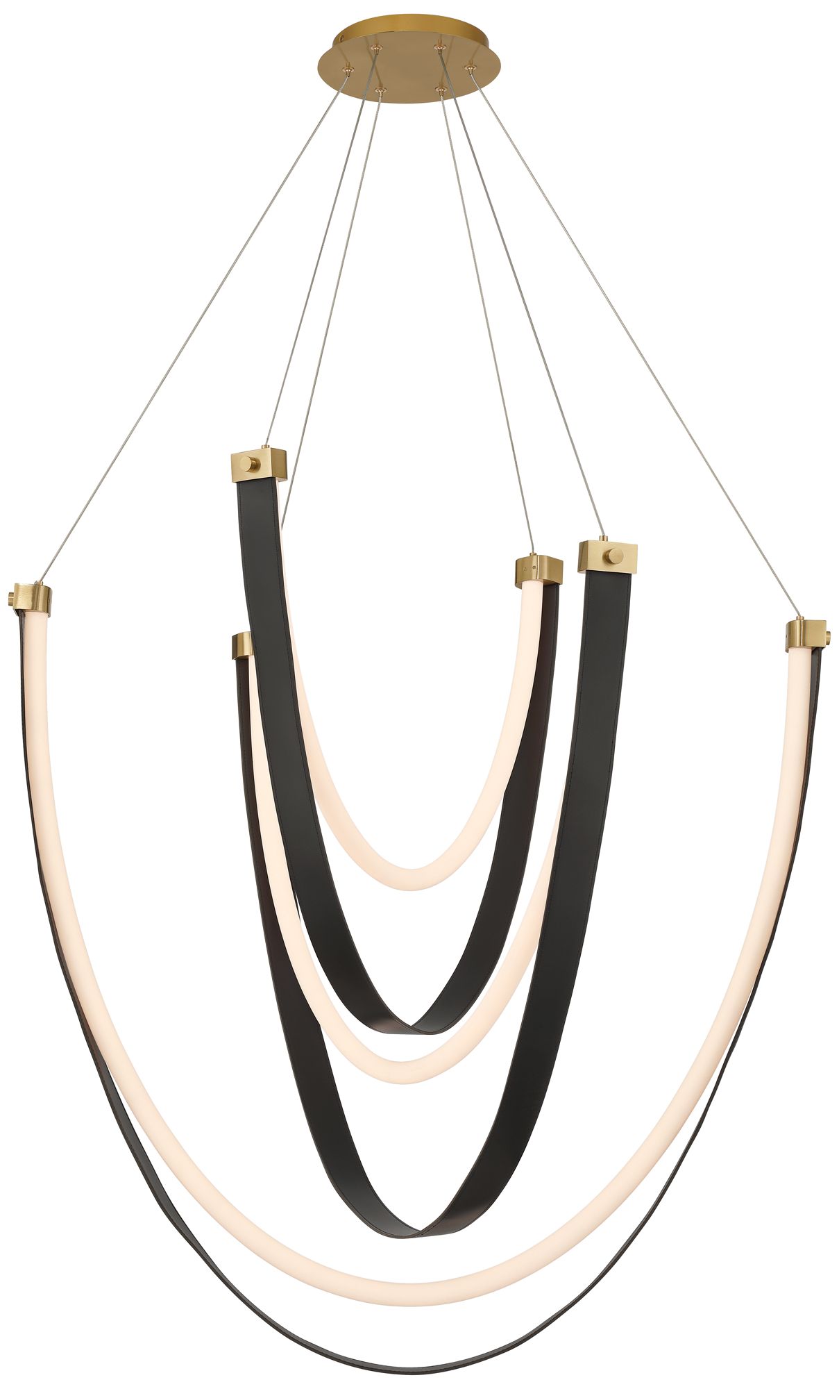 Image 2 Possini Euro Galiva 38"W Bronze and Black Leather LED Pendant Light