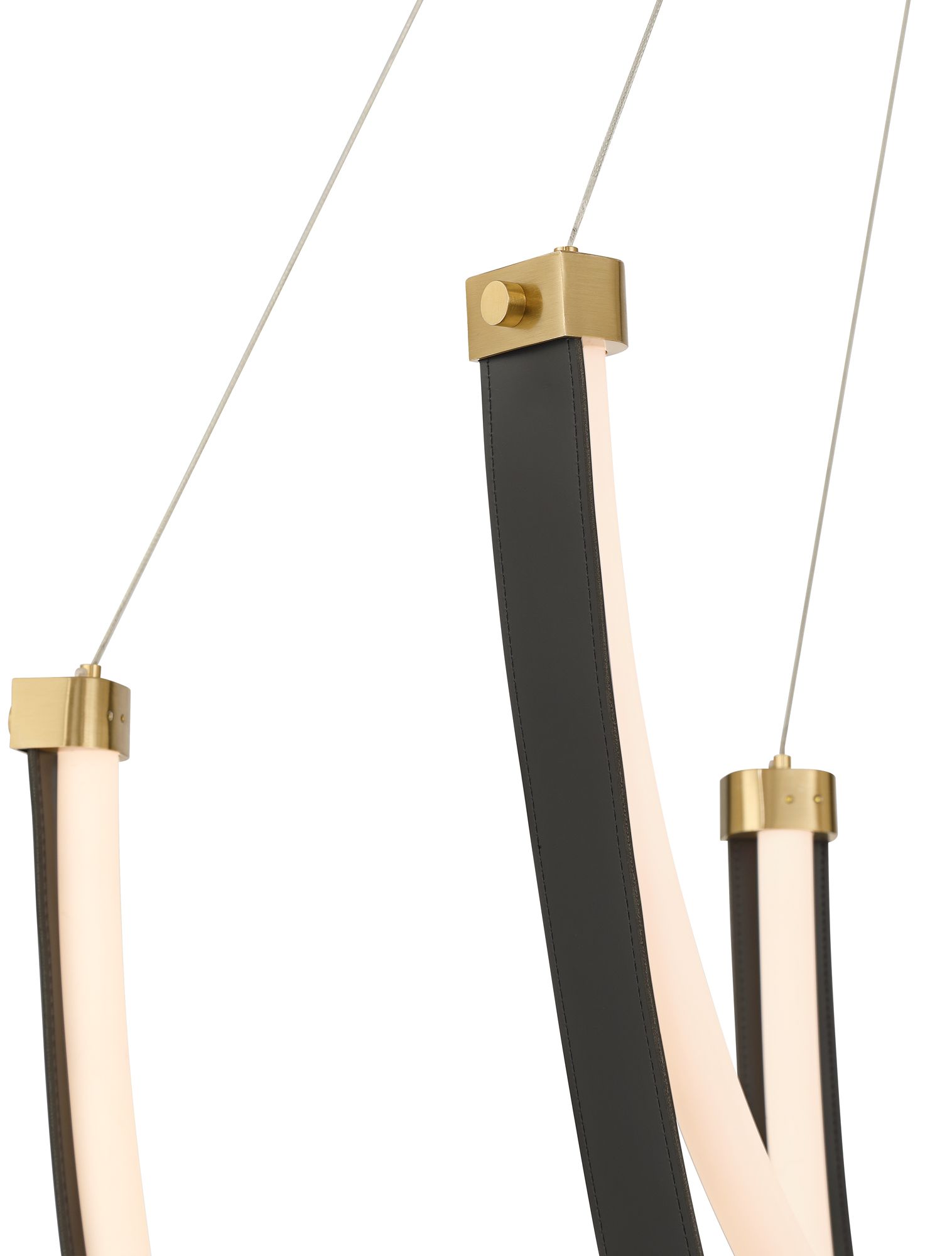 Image 3 Possini Euro Galiva 38"W Bronze and Black Leather LED Pendant Light more views