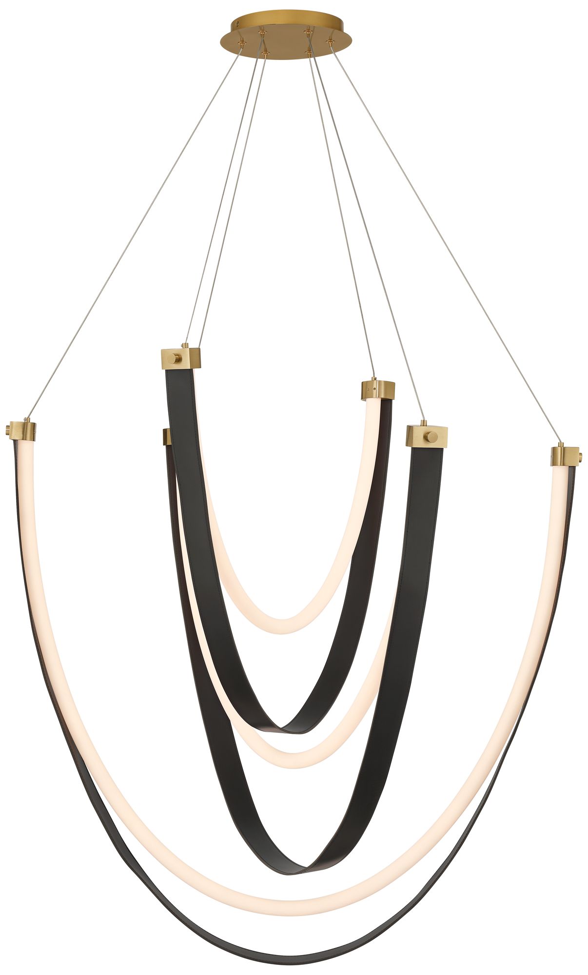 Image 6 Possini Euro Galiva 38"W Bronze and Black Leather LED Pendant Light more views