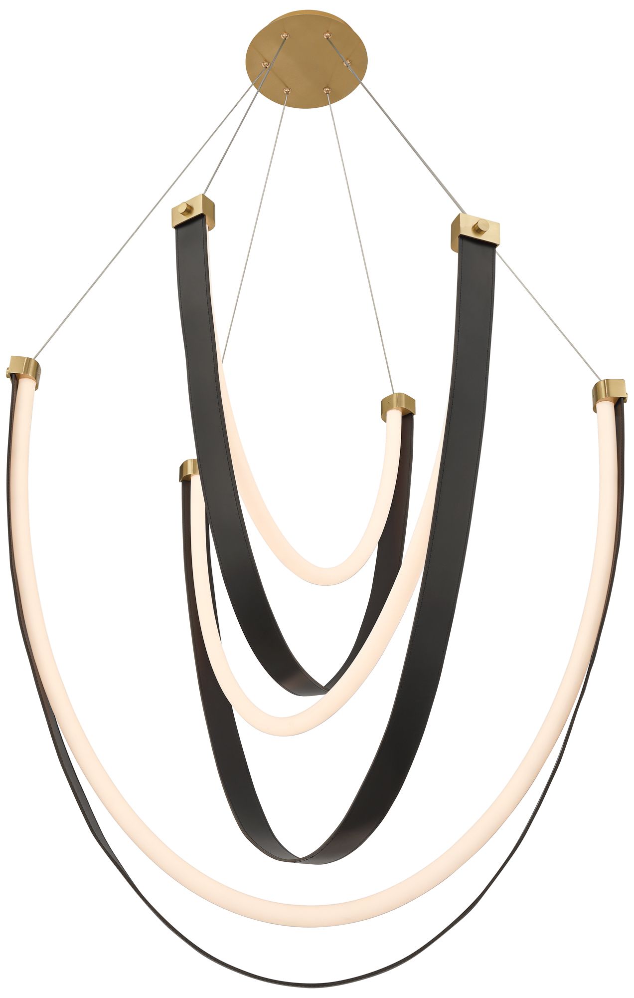 Image 7 Possini Euro Galiva 38"W Bronze and Black Leather LED Pendant Light more views