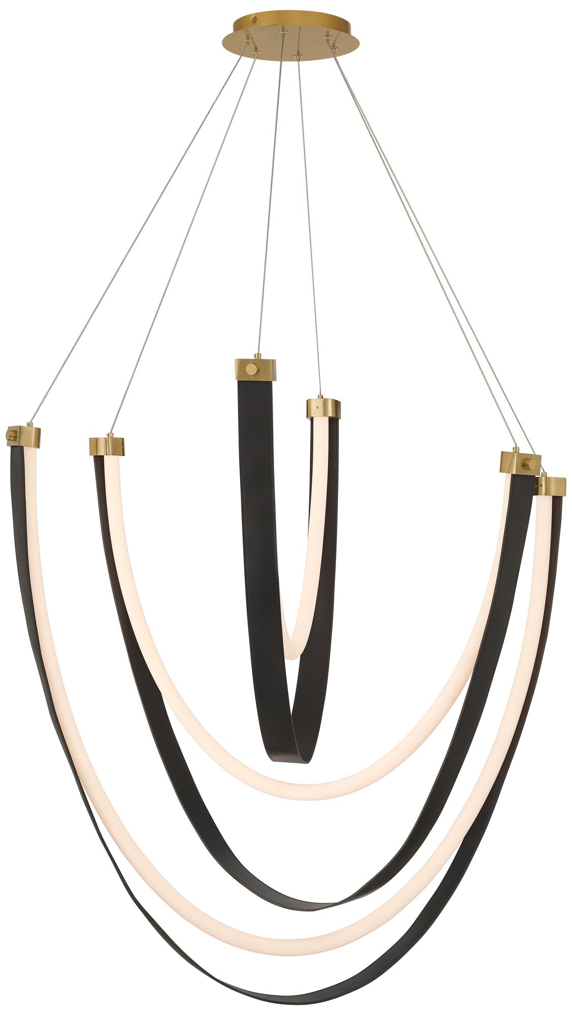 Possini Euro Galiva 38"W Bronze and Black Leather LED Pendant Light