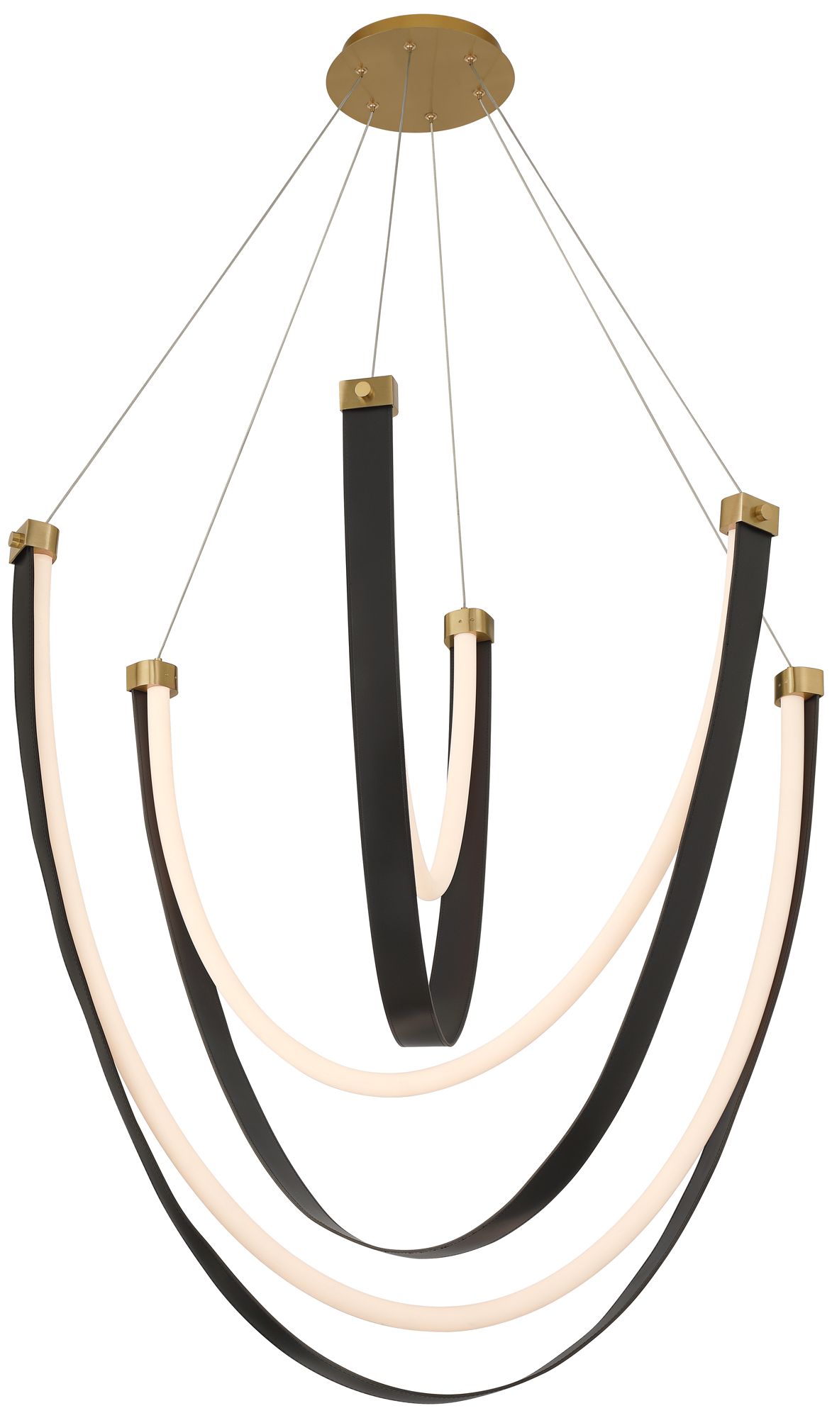 Possini Euro Galiva 38"W Bronze and Black Leather LED Pendant Light