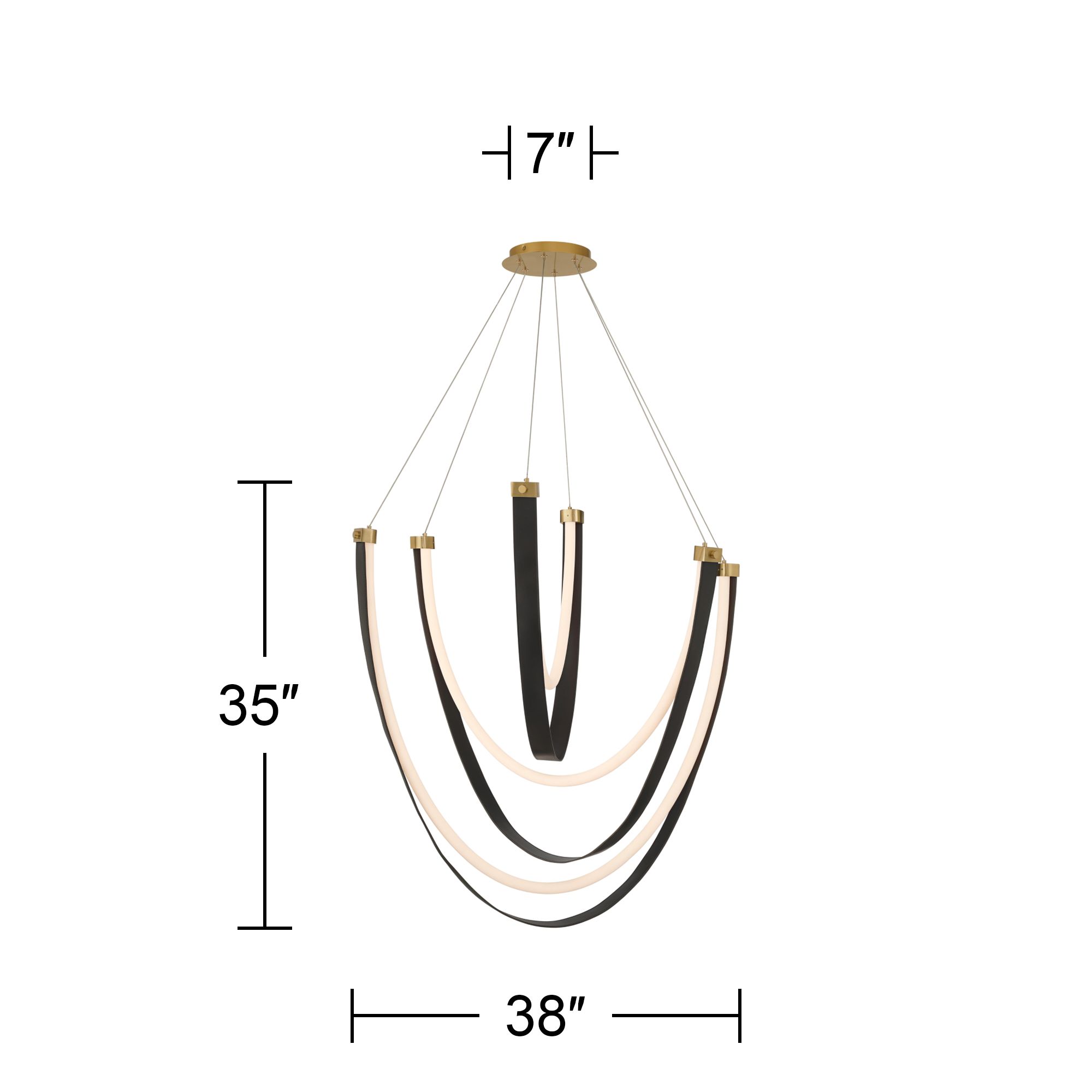 Possini Euro Galiva 38"W Bronze and Black Leather LED Pendant Light