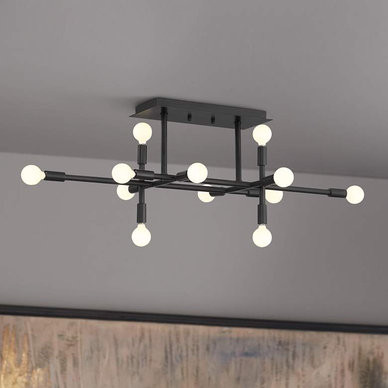 Image 1 Possini Euro Gansett 32 1/2" Wide Gloss Black 12-Light Ceiling Light