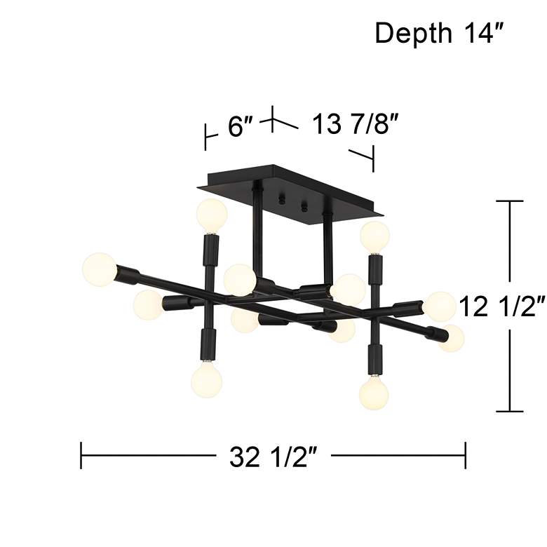 Image 7 Possini Euro Gansett 32 1/2" Wide Gloss Black 12-Light Ceiling Light more views