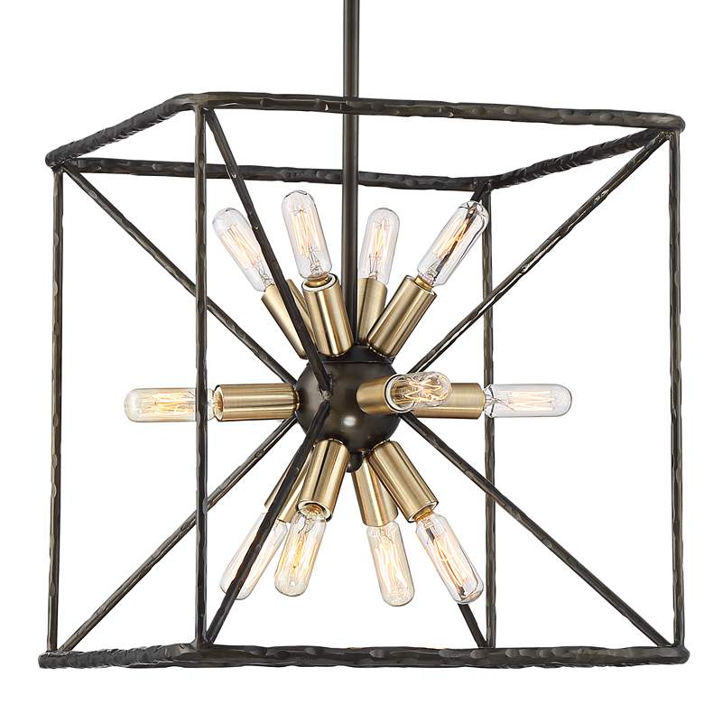 Image 5 Possini Euro Gantz 15" Bronze-Brass 12-Light Square Modern Pendant more views
