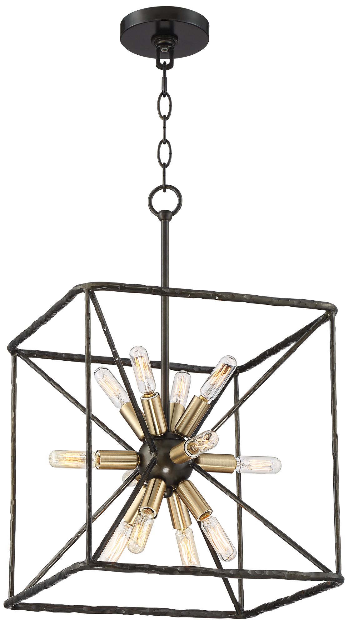 Possini Euro Gantz 15" Bronze-Brass 12-Light Square Modern Pendant in scene