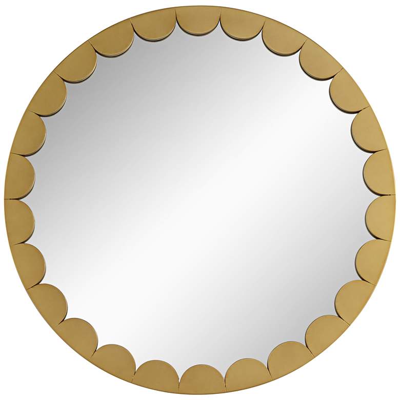 Image 3 Possini Euro Garbo Matte Gold 32" Round Scalloped Edge Mirror
