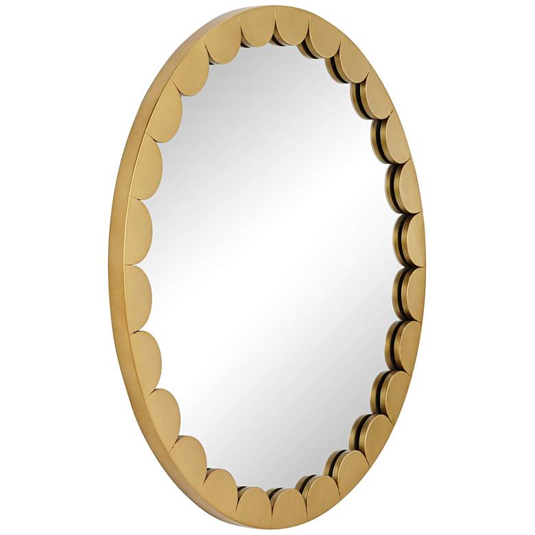 Image 6 Possini Euro Garbo Matte Gold 32 inch Round Scalloped Edge Mirror more views