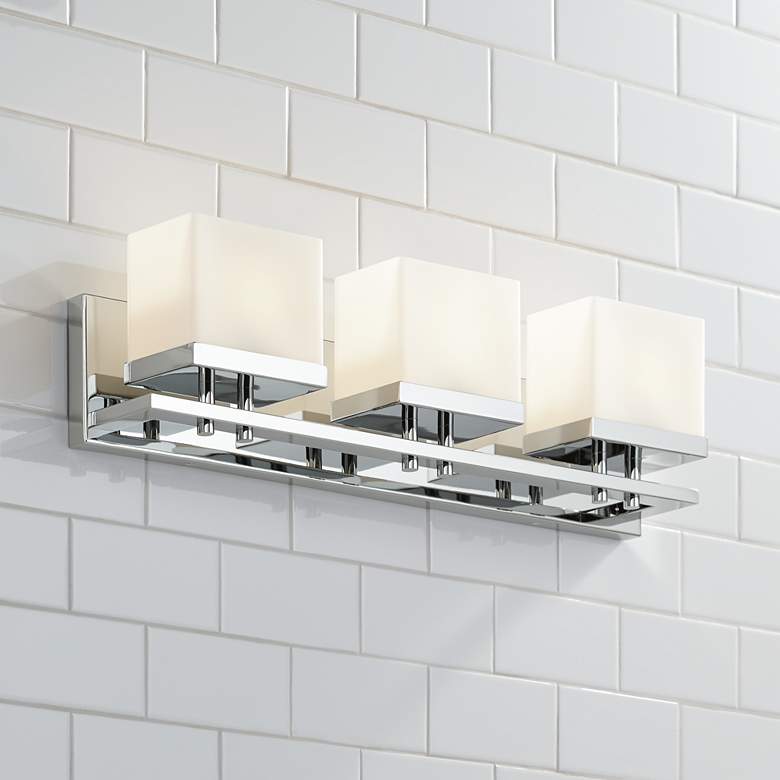 Image 1 Possini Euro Gareth 24 1/2"W Chrome and Glass LED Bath Light