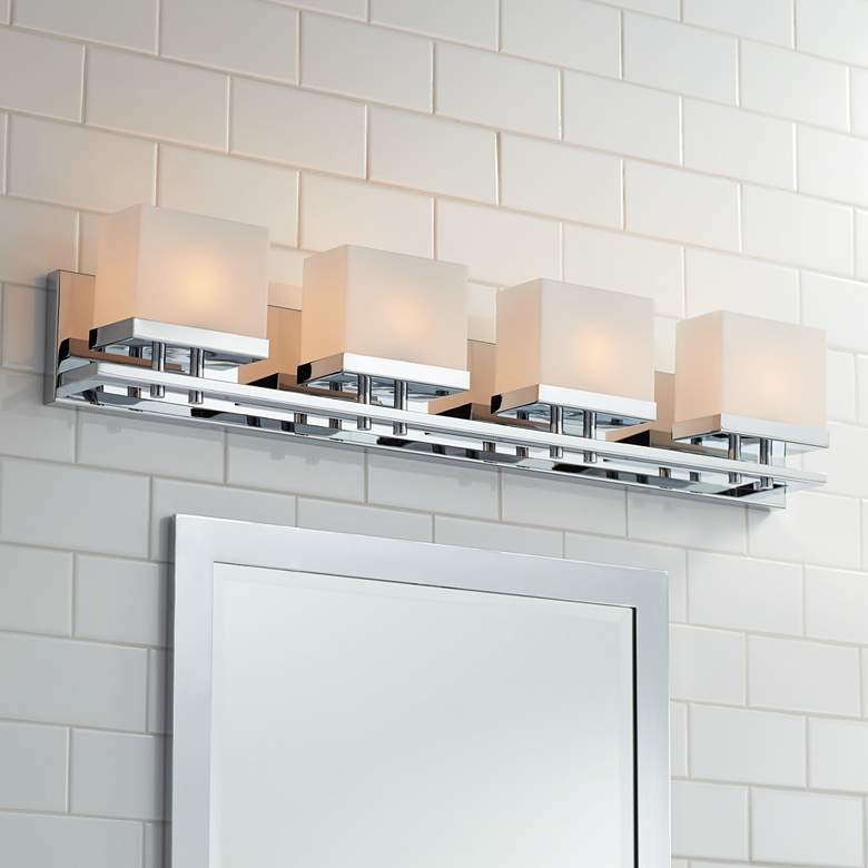 Image 1 Possini Euro Gareth 33 1/4"W Chrome and Glass Bath Light