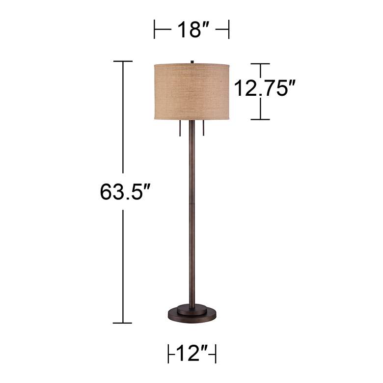 Image 7 Possini Euro Garth 63 1/2" Pull Chain Bronze and Burlap Floor Lamp more views