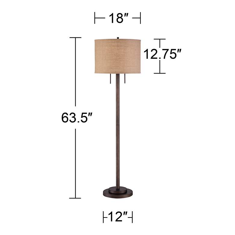 Image 7 Possini Euro Garth 63 1/2 inch Pull Chain Bronze and Burlap Floor Lamp more views