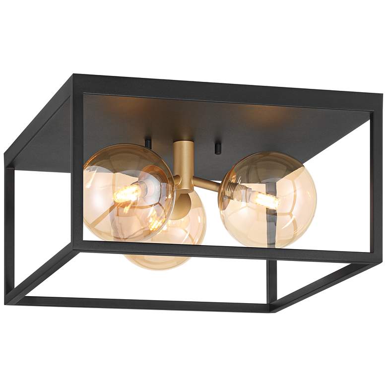 Image 2 Possini Euro Garvin 14 1/2" Wide Black 3-Light LED Ceiling Light