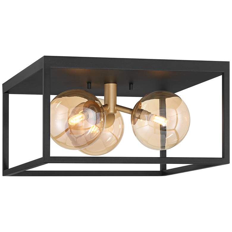 Image 5 Possini Euro Garvin 14 1/2" Wide Black 3-Light LED Ceiling Light more views