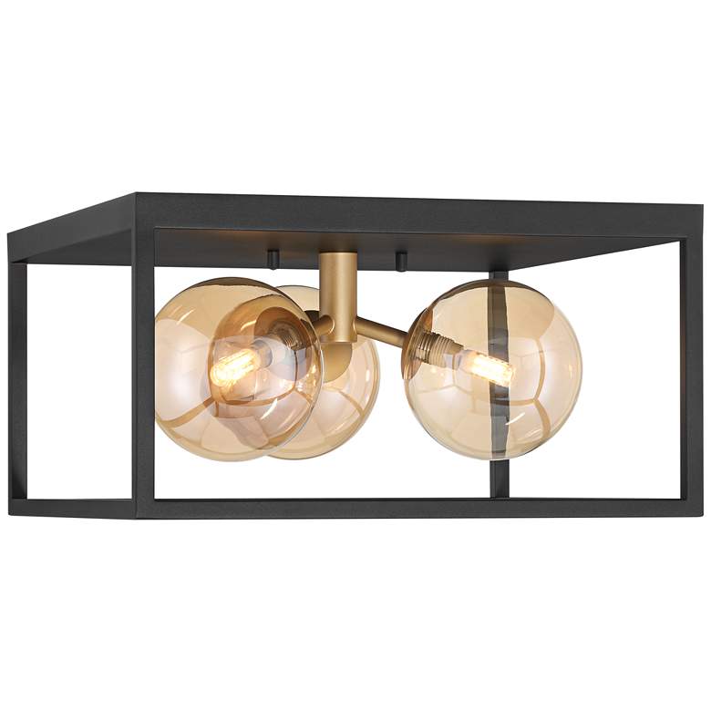 Image 6 Possini Euro Garvin 14 1/2" Wide Black 3-Light LED Ceiling Light more views