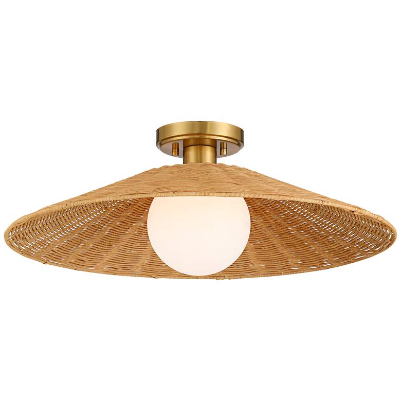 Image 2 Possini Euro Gavin 22 3/4" Wide Brass and Rattan Ceiling Light