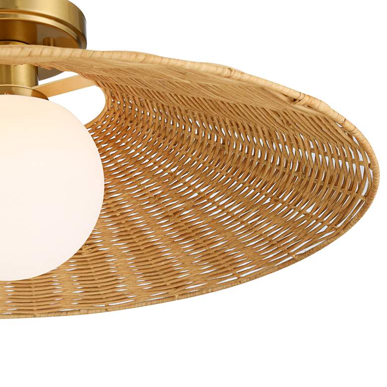 Image 3 Possini Euro Gavin 22 3/4" Wide Brass and Rattan Ceiling Light more views