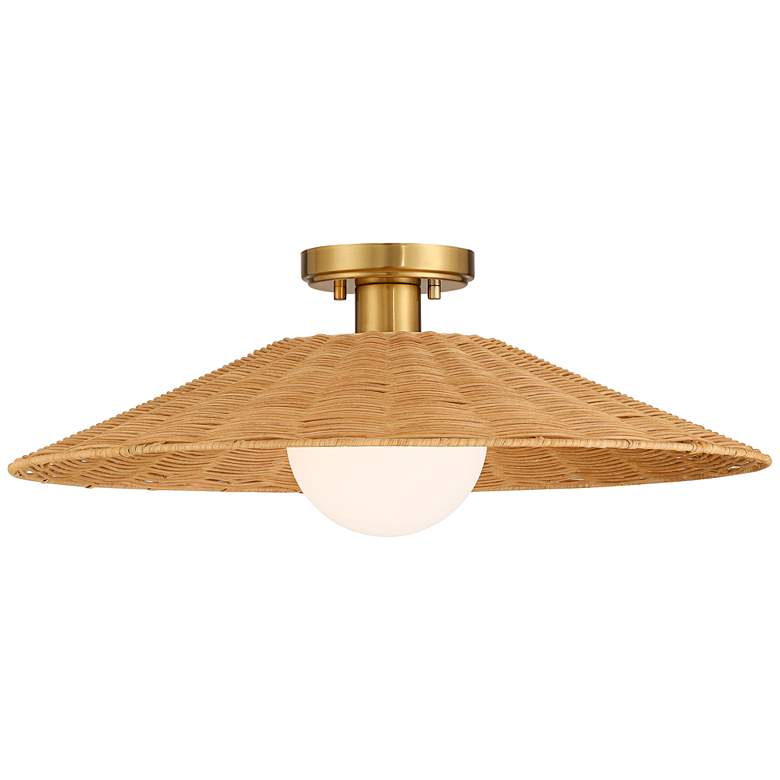 Image 5 Possini Euro Gavin 22 3/4" Wide Brass and Rattan Ceiling Light more views