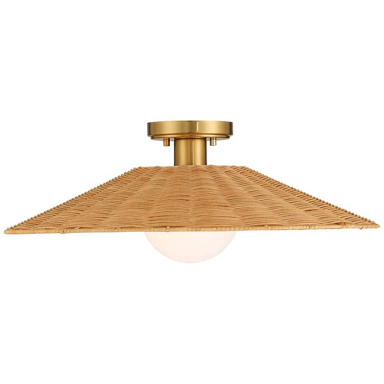 Image 6 Possini Euro Gavin 22 3/4" Wide Brass and Rattan Ceiling Light more views