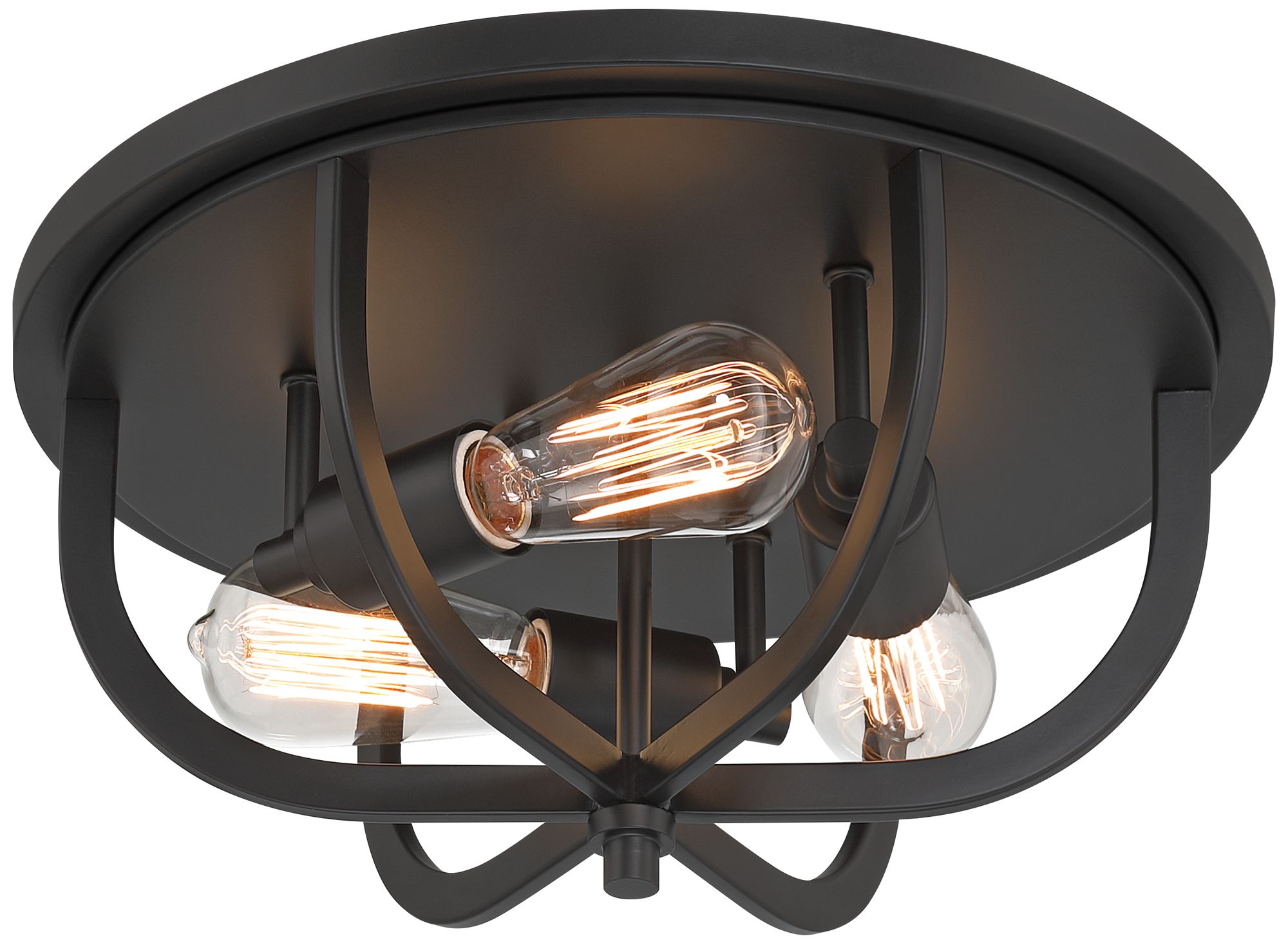 Possini Euro Gavy 14" 3-Light Industrial Matte Black Ceiling Light