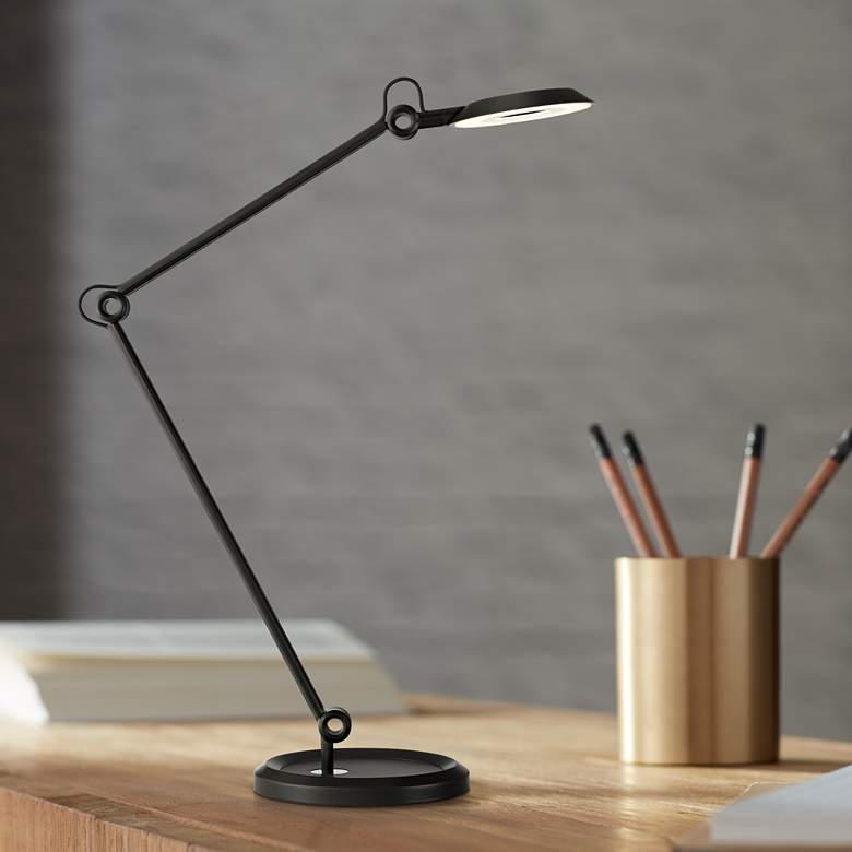 Image 1 Possini Euro Gemini Black LED Architect Desk Lamp