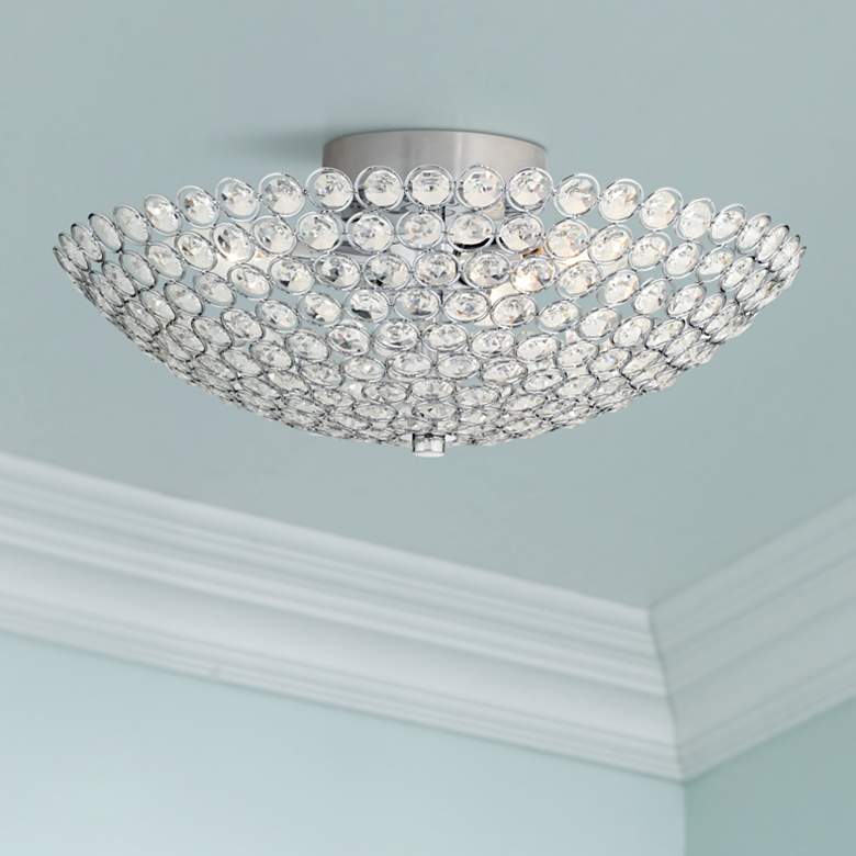 Image 1 Possini Euro Geneva 12 inch Wide Crystal Dome Semi-Flush Ceiling Light