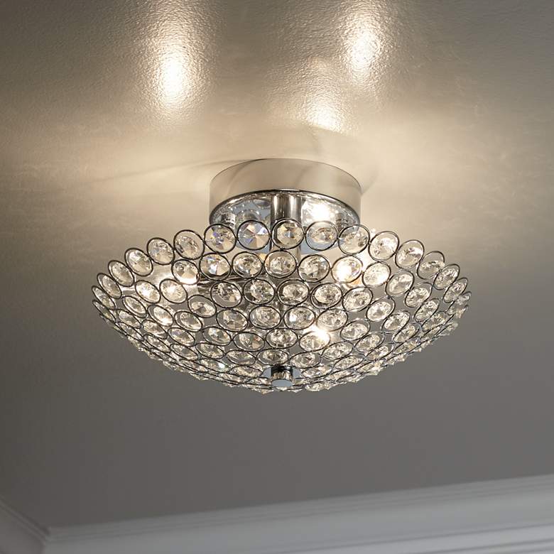 Image 6 Possini Euro Geneva 12 inch Wide Crystal Dome Semi-Flush Ceiling Light more views