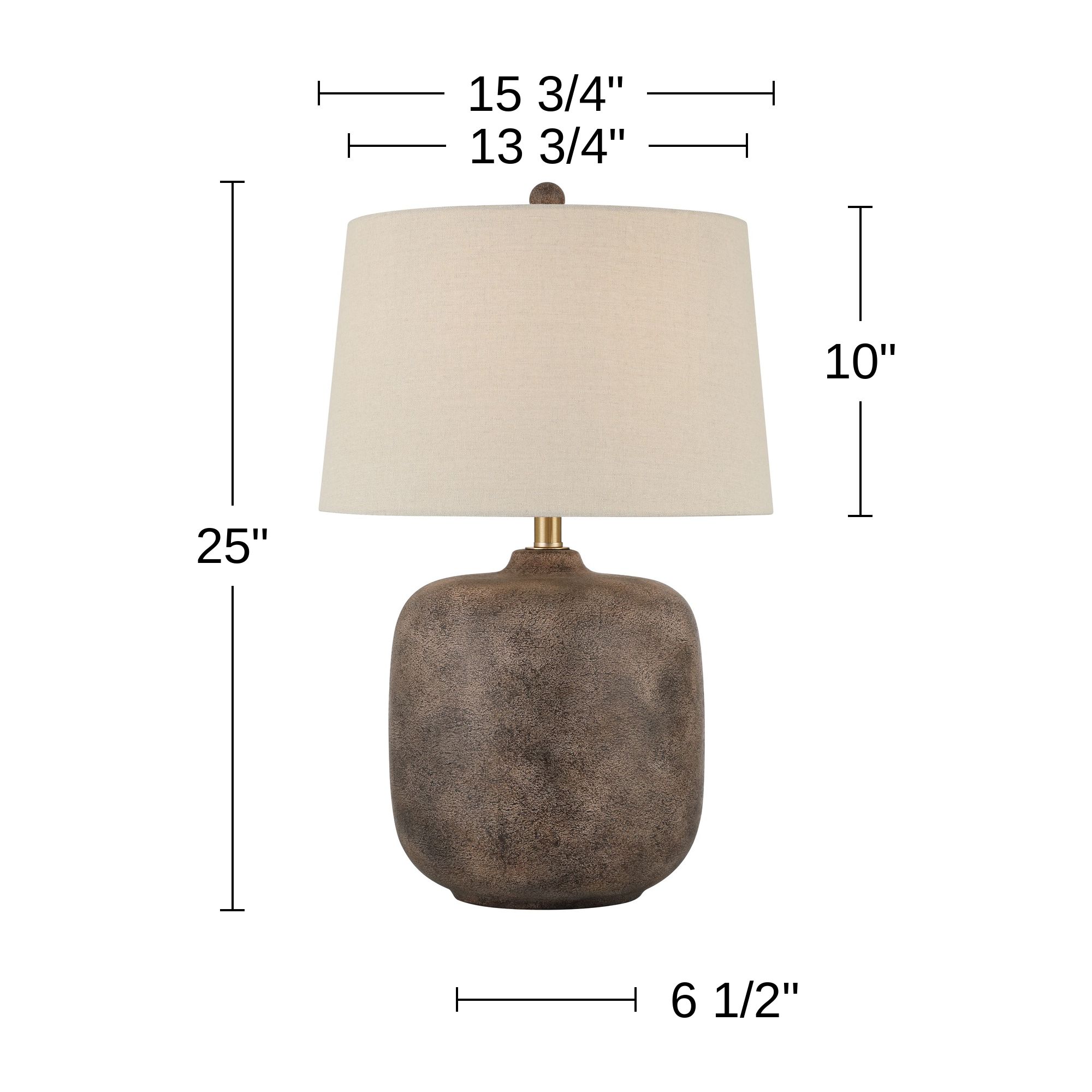 Possini Euro Geneva 25" Rustic Weathered Brown Ceramic Table Lamp