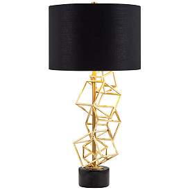 Image3 of Possini Euro Geometric Cubes 30" Black and Gold Modern Table Lamp