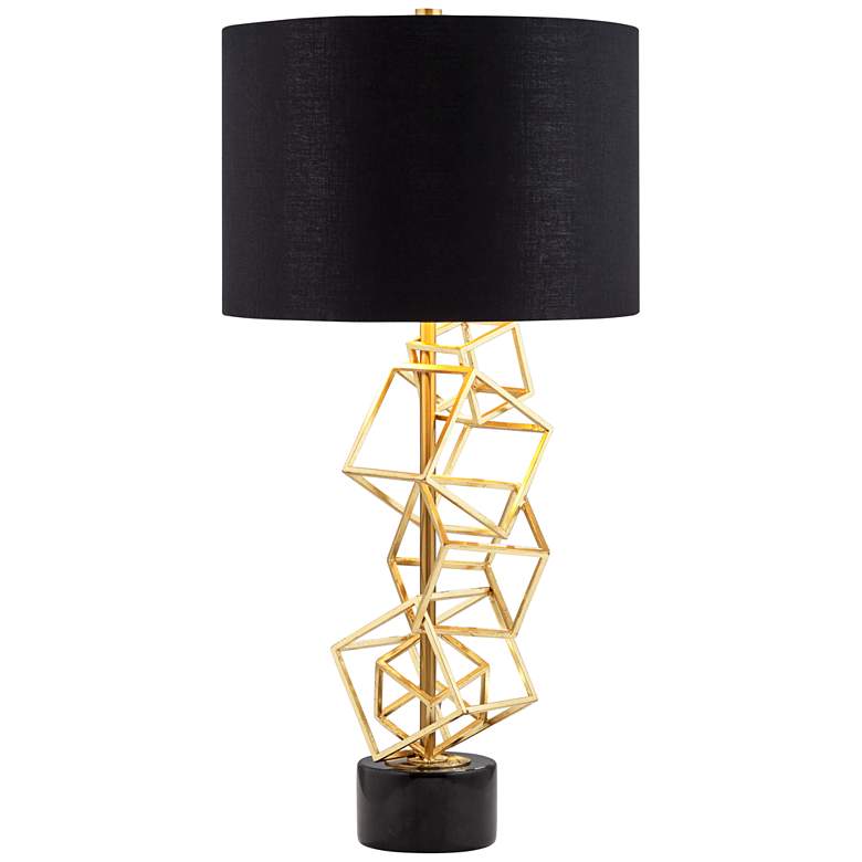 Image 3 Possini Euro Geometric Cubes 30" Black and Gold Modern Table Lamp