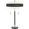Possini Euro Geordi Black and Chrome Pull Chain Modern Table Lamp
