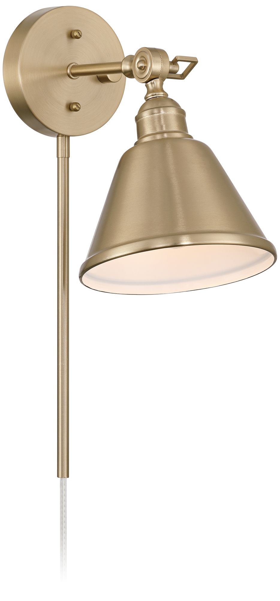Image 2 Possini Euro Georgianna 19 3/4" High Satin Brass Plug-In Wall Lamp