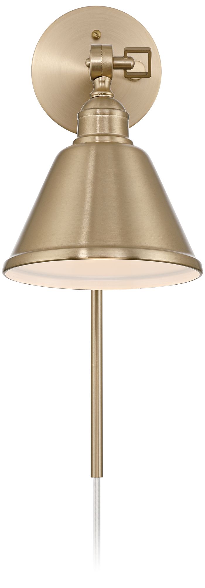 Image 5 Possini Euro Georgianna 19 3/4" High Satin Brass Plug-In Wall Lamp more views